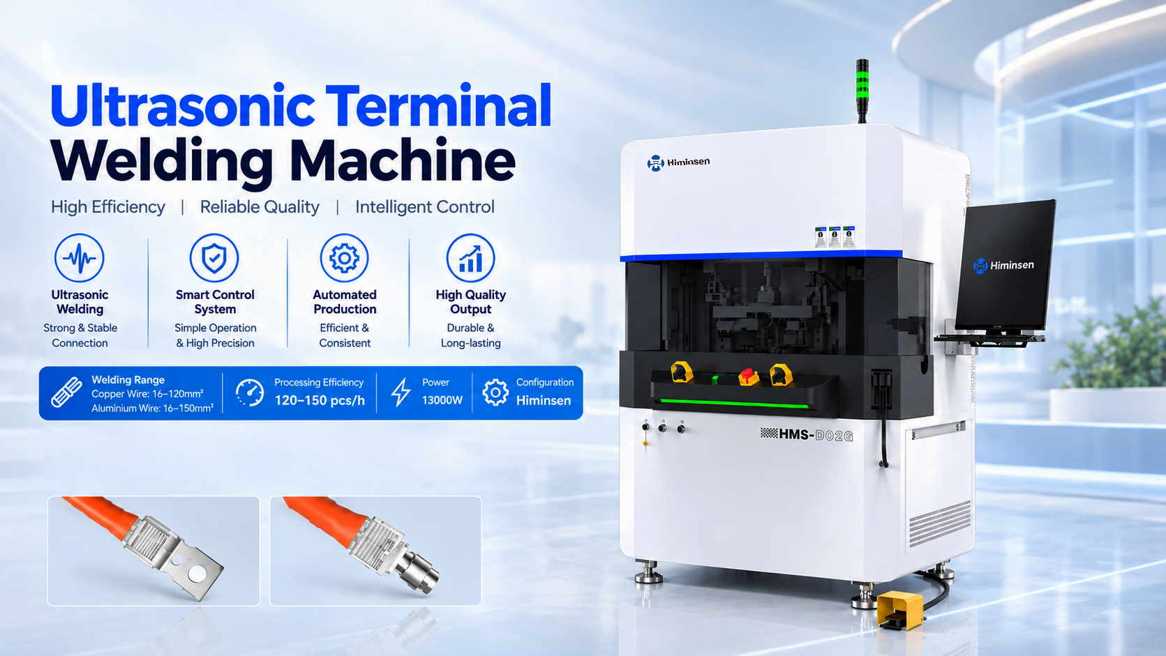 HMS-D02G máy hàn đầu cuối siêu âm | hàn công suất cao cho dây nịt năng lượng mới